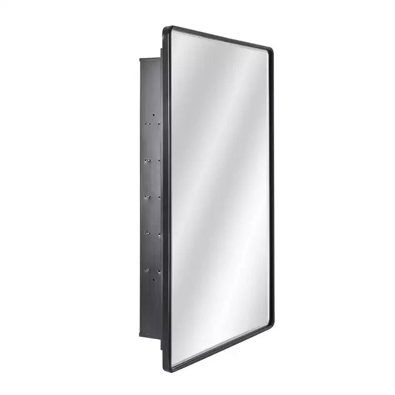 Head West 21"x34" Black Metal Wall Mount Storage Organizer with Glass Shelves