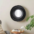 Miroir Mural Rond en Métal avec Cadre Floral Superposé : Fer Forgé Contemporain, Aucun Assemblage Requis