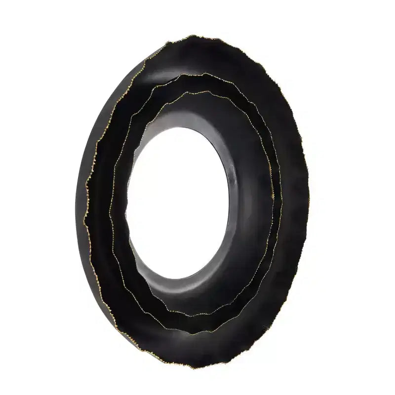 Miroir Mural Rond en Métal avec Cadre Floral Superposé : Fer Forgé Contemporain, Aucun Assemblage Requis