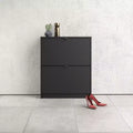 Meuble à chaussures à tiroirs, noir mat