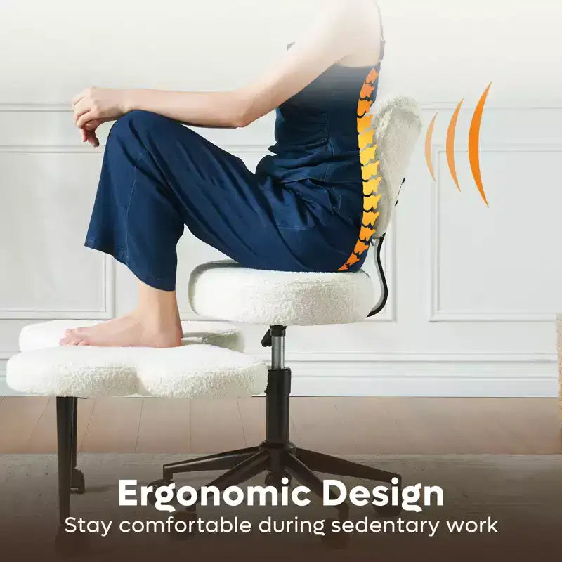 Chaise de bureau ergonomique entrecroisée, Chaise de méditation réglable en hauteur, Pivotante à 360°, Support lombaire, Chaise de travail et de bureau