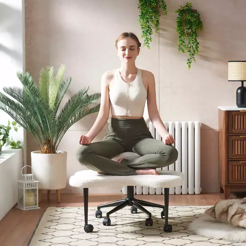 Chaise de bureau ergonomique entrecroisée, Chaise de méditation réglable en hauteur, Pivotante à 360°, Support lombaire, Chaise de travail et de bureau