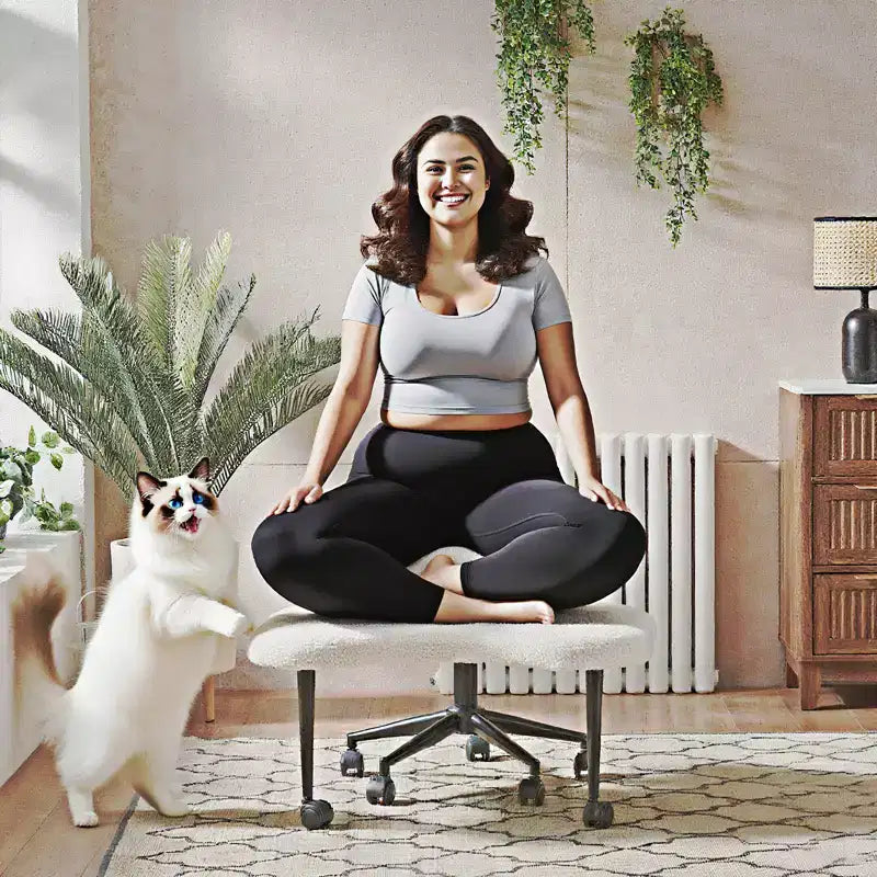 Chaise de bureau ergonomique entrecroisée, Chaise de méditation réglable en hauteur, Pivotante à 360°, Support lombaire, Chaise de travail et de bureau