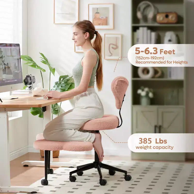Chaise de bureau ergonomique entrecroisée, Chaise de méditation réglable en hauteur, Pivotante à 360°, Support lombaire, Chaise de travail et de bureau