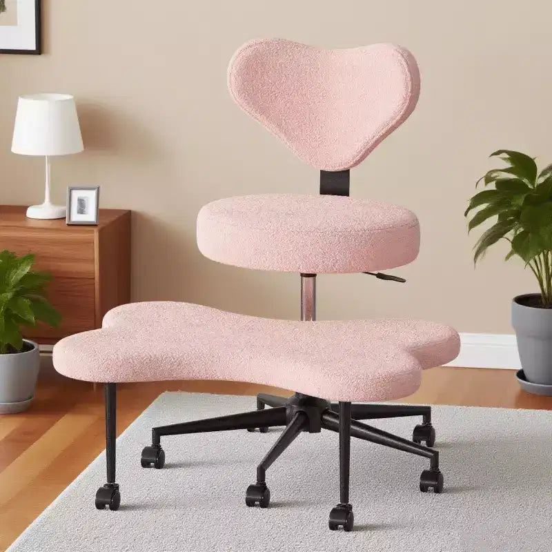 Chaise de bureau ergonomique entrecroisée, Chaise de méditation réglable en hauteur, Pivotante à 360°, Support lombaire, Chaise de travail et de bureau