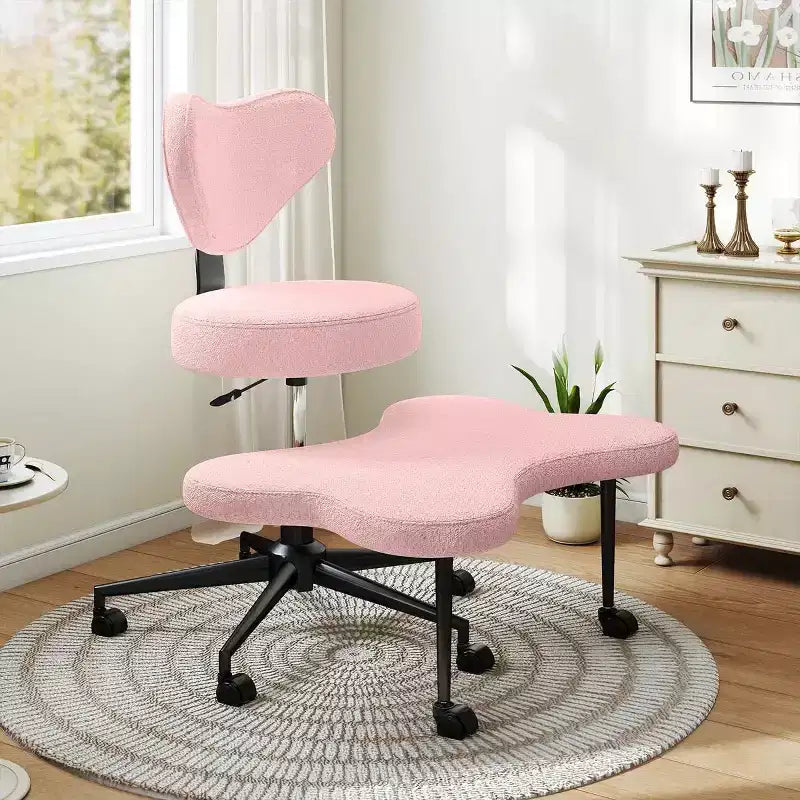 Chaise de bureau ergonomique entrecroisée, Chaise de méditation réglable en hauteur, Pivotante à 360°, Support lombaire, Chaise de travail et de bureau