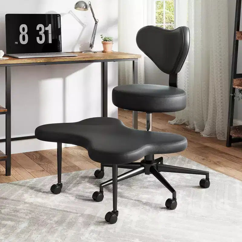 Chaise de bureau ergonomique entrecroisée, Chaise de méditation réglable en hauteur, Pivotante à 360°, Support lombaire, Chaise de travail et de bureau
