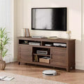 Acekool Modern TV Stand for 65 Inch TV, Semi-Open Double Door Cabinet with Adjustable Shelves, 8 Storage Compartments