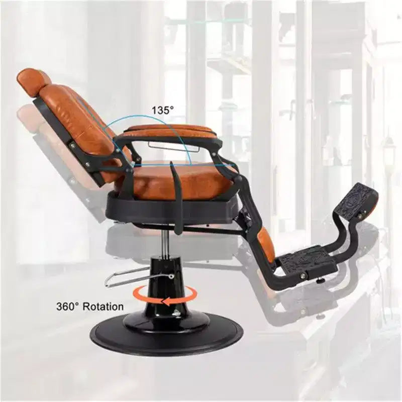 Fauteuil de barbier inclinable hydraulique robuste de style vintage avec dossier carré