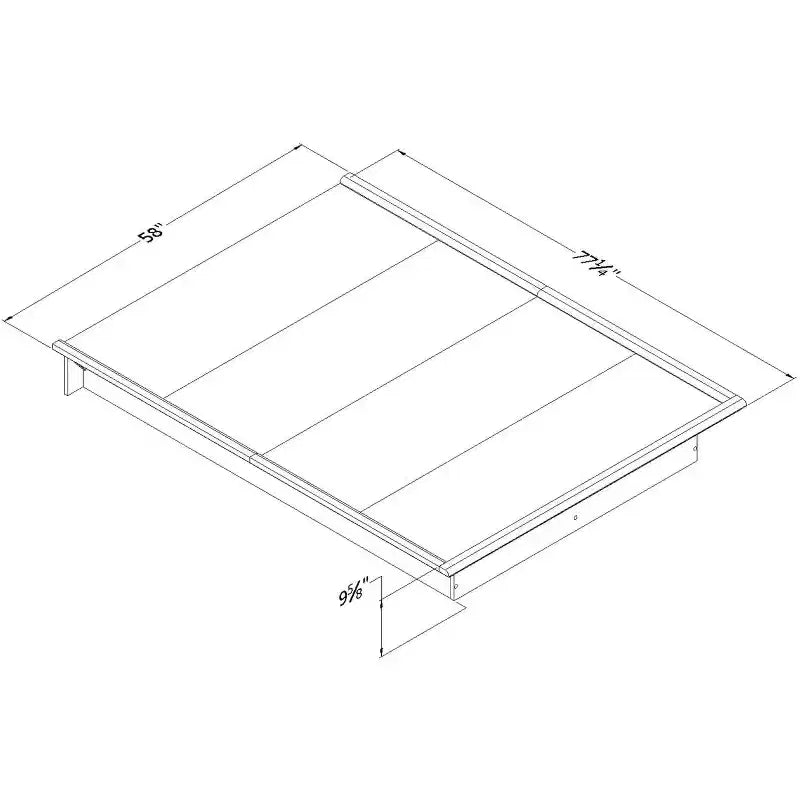 Cadre de lit en panneau de particules gris pleine grandeur de 24,76 cm de hauteur avec sommier tapissier (sans tête de lit)