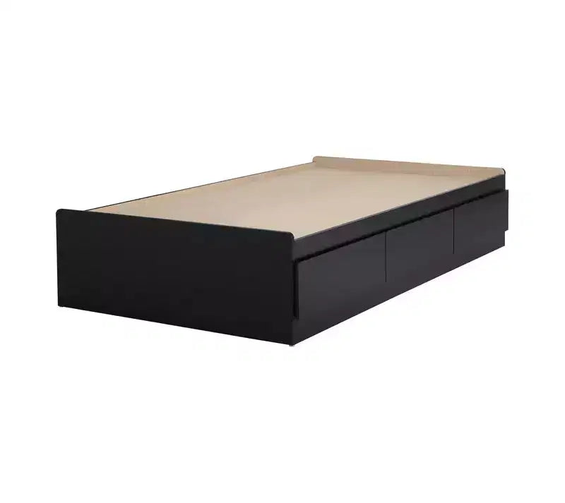 HomeStock 14.75 in.H Twin Size Black with Storage Beds made of Particle Board Bed Frame