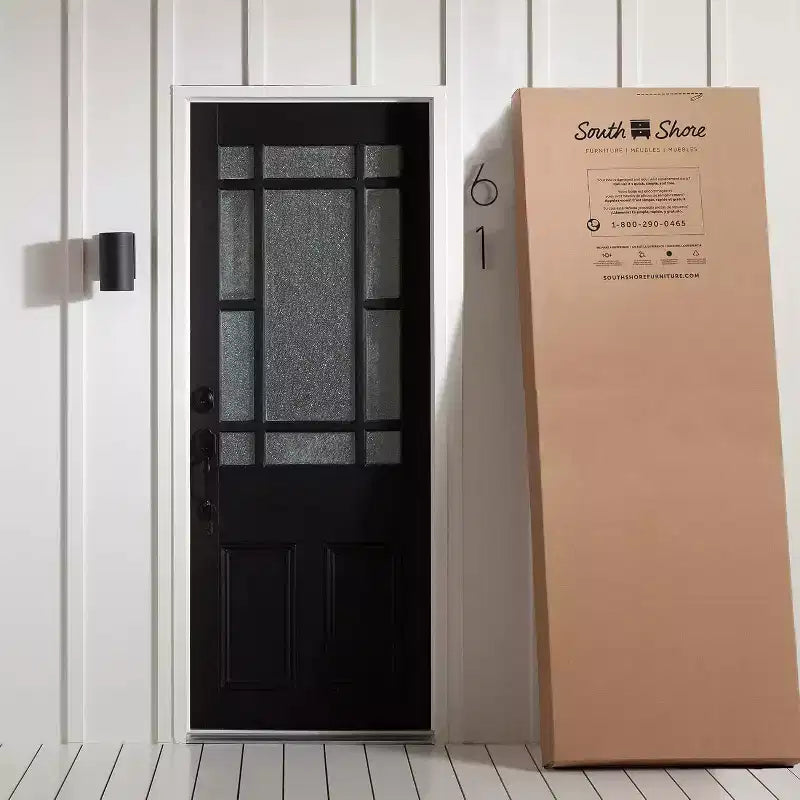 Cadre de lit double noir de 14,75 po de hauteur avec rangement, en panneaux de particules