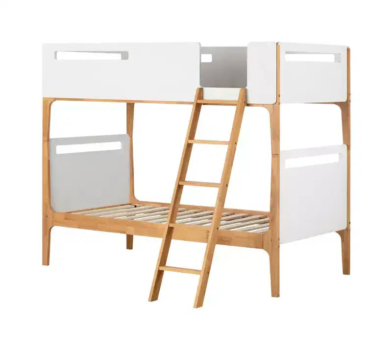 HomeStock Modern Bunk Bed White and Natural Bebble