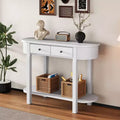 Elegant Retro Console Table with Curved Design and Smooth Glaze for Entryways, Living Rooms and hallways (Antique White)