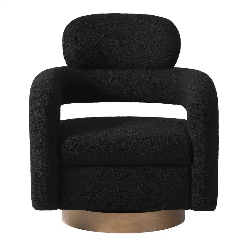 WestinTrends Alexandria Mid-Century Modern Faux Shearling Swivel Barrel Accent Chair