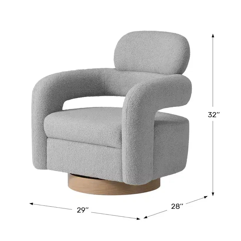 Fauteuil pivotant rond effet peau de mouton d'inspiration Mid-Century Modern