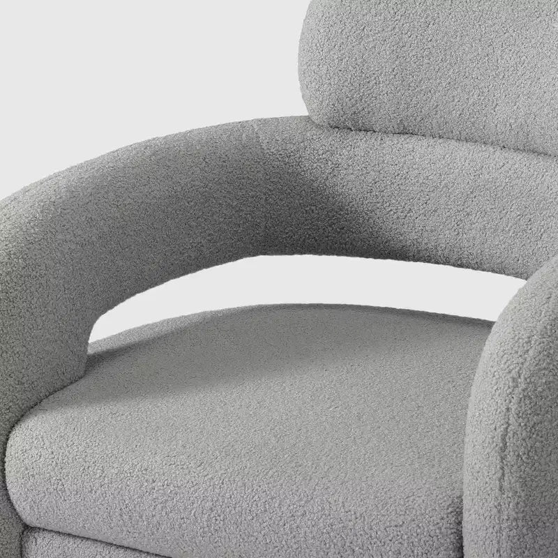 Fauteuil pivotant rond effet peau de mouton d'inspiration Mid-Century Modern