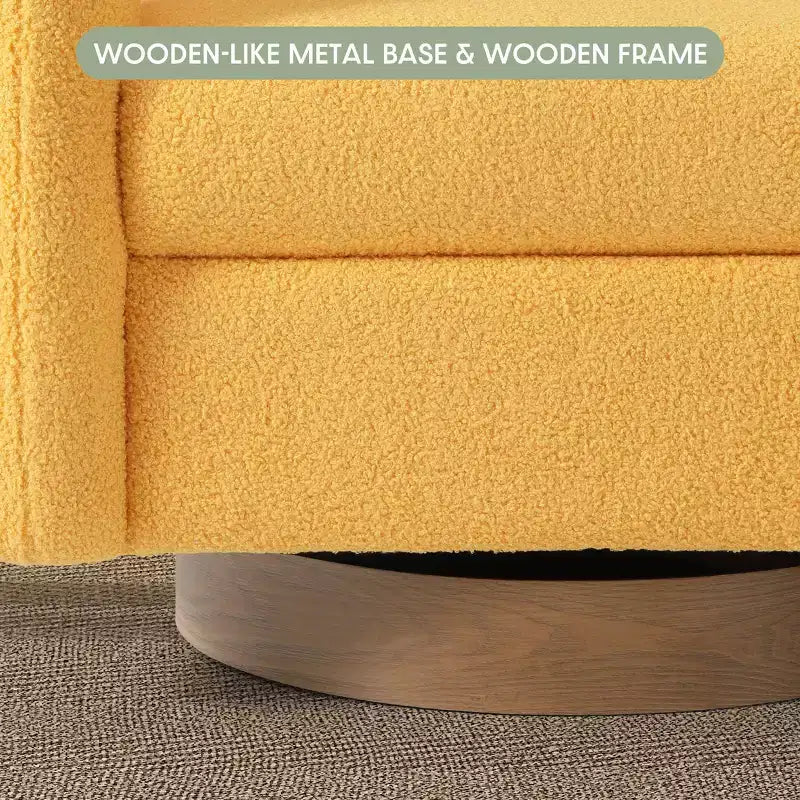Fauteuil pivotant rond effet peau de mouton d'inspiration Mid-Century Modern
