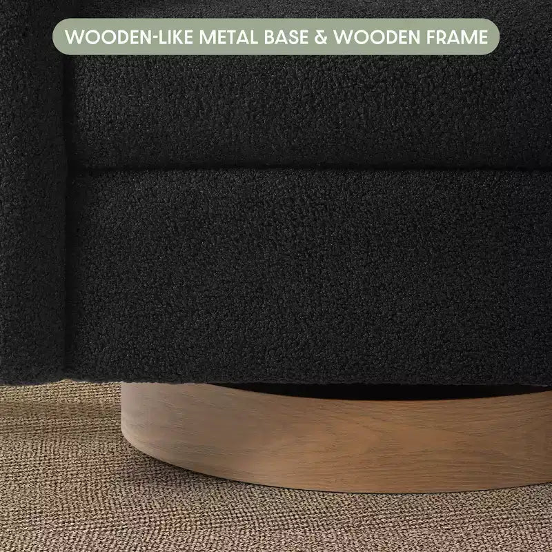 Fauteuil pivotant rond effet peau de mouton d'inspiration Mid-Century Modern