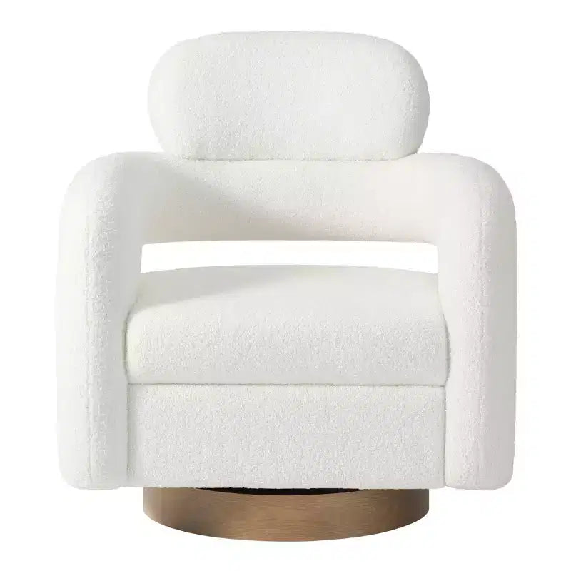 Fauteuil pivotant rond effet peau de mouton d'inspiration Mid-Century Modern