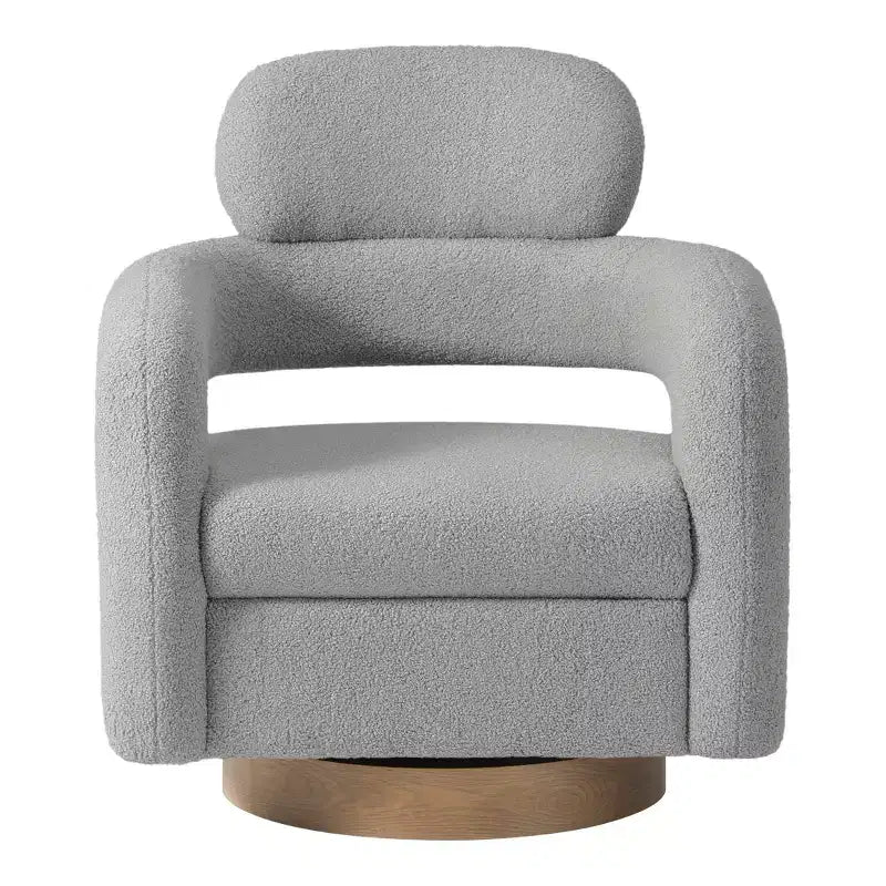 Fauteuil pivotant rond effet peau de mouton d'inspiration Mid-Century Modern