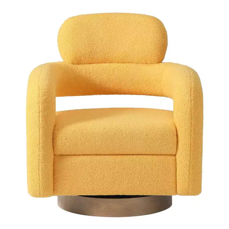 Fauteuil pivotant rond effet peau de mouton d'inspiration Mid-Century Modern
