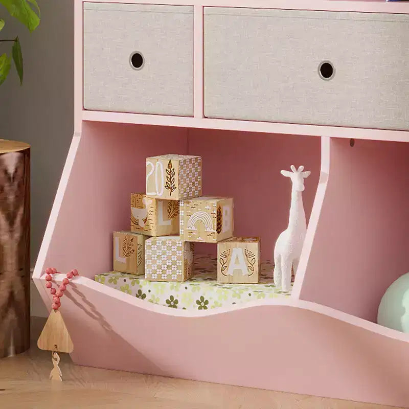 Organisateur de rangement de jouets pour enfants avec 3 tiroirs amovibles et une étagère à 5 sections - Grand meuble à jouets à 3 niveaux pour salle de jeux, jardin d'enfants et école