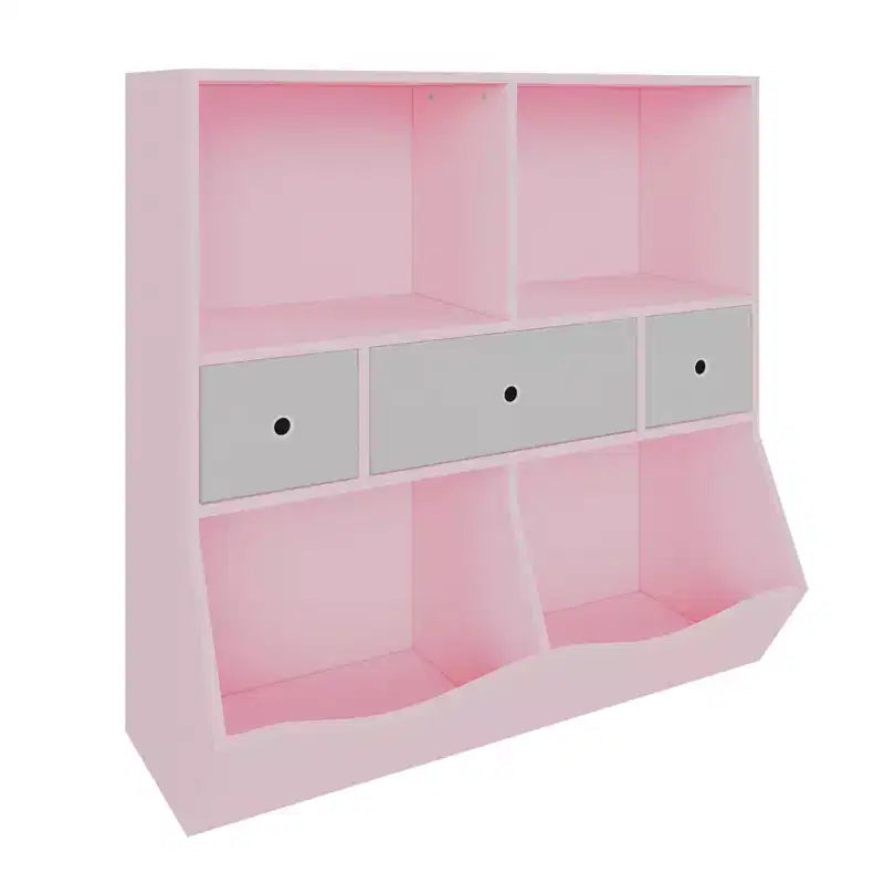 Organisateur de rangement de jouets pour enfants avec 3 tiroirs amovibles et une étagère à 5 sections - Grand meuble à jouets à 3 niveaux pour salle de jeux, jardin d'enfants et école