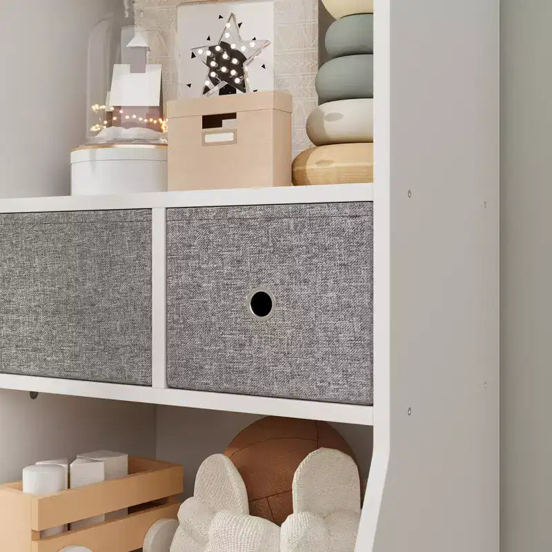 Organisateur de rangement de jouets pour enfants avec 3 tiroirs amovibles et une étagère à 5 sections - Grand meuble à jouets à 3 niveaux pour salle de jeux, jardin d'enfants et école
