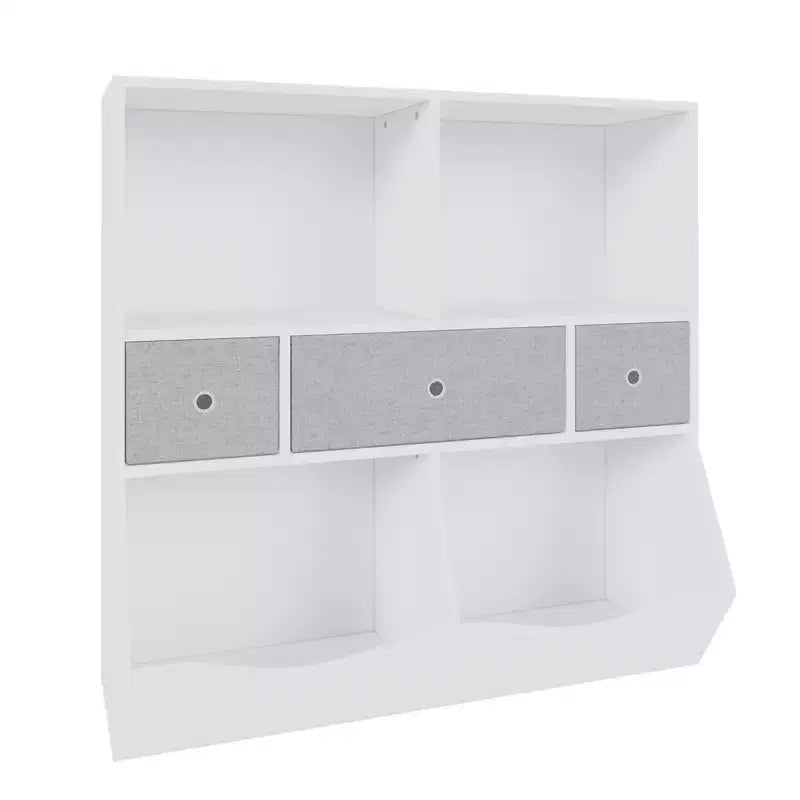 Organisateur de rangement de jouets pour enfants avec 3 tiroirs amovibles et une étagère à 5 sections - Grand meuble à jouets à 3 niveaux pour salle de jeux, jardin d'enfants et école