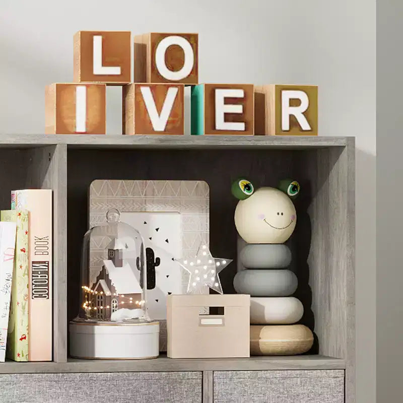 Organisateur de rangement de jouets pour enfants avec 3 tiroirs amovibles et une étagère à 5 sections - Grand meuble à jouets à 3 niveaux pour salle de jeux, jardin d'enfants et école