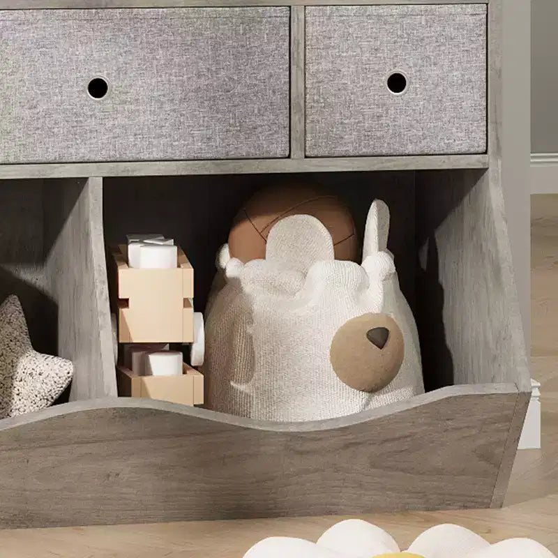 Organisateur de rangement de jouets pour enfants avec 3 tiroirs amovibles et une étagère à 5 sections - Grand meuble à jouets à 3 niveaux pour salle de jeux, jardin d'enfants et école