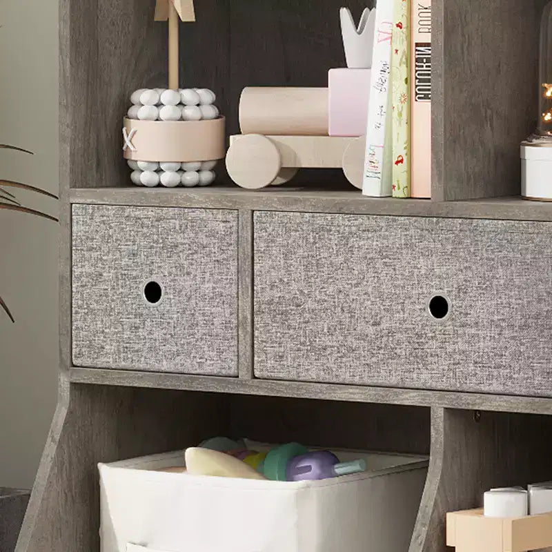 Organisateur de rangement de jouets pour enfants avec 3 tiroirs amovibles et une étagère à 5 sections - Grand meuble à jouets à 3 niveaux pour salle de jeux, jardin d'enfants et école