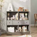 Organisateur de rangement de jouets pour enfants avec 3 tiroirs amovibles et une étagère à 5 sections - Grand meuble à jouets à 3 niveaux pour salle de jeux, jardin d'enfants et école