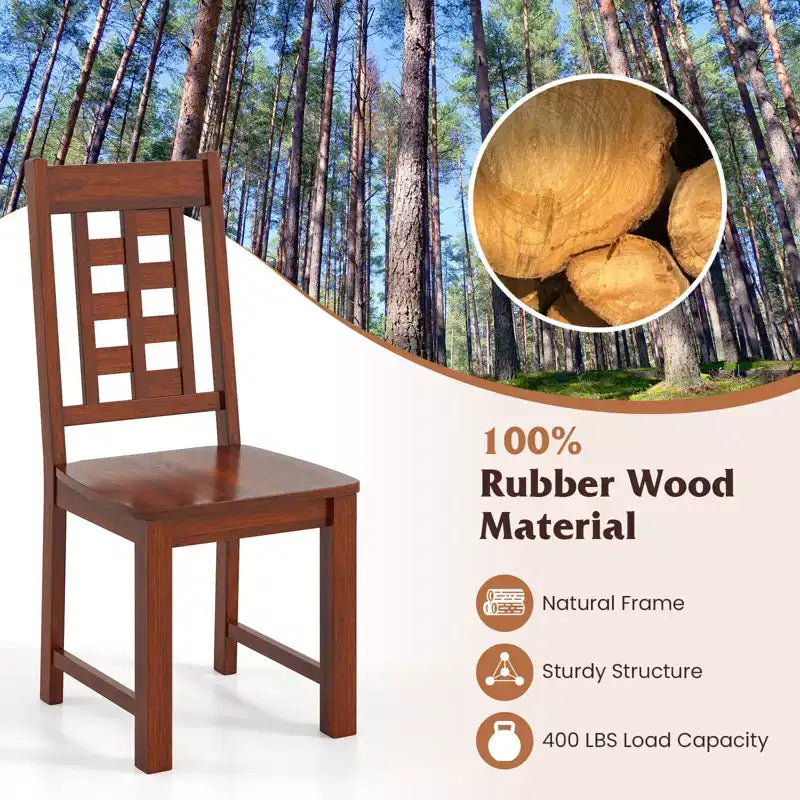 Chaise de salle à manger Rembourrée Chaise de cuisine avec cuir PU et cadre en bois de caoutchouc
