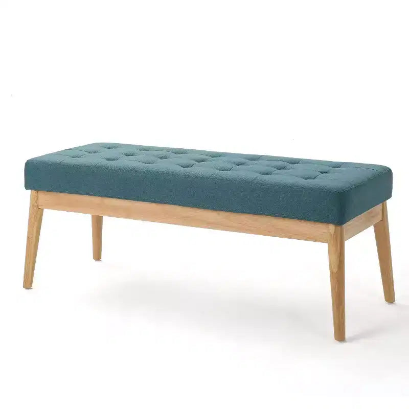 Banc d'entrée moderne avec cadre en bois, Pouf repose-pieds avec coussin, Banc de bout de lit pour salon, chambre
