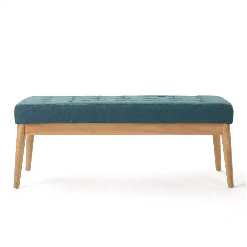 Banc d'entrée moderne avec cadre en bois, Pouf repose-pieds avec coussin, Banc de bout de lit pour salon, chambre