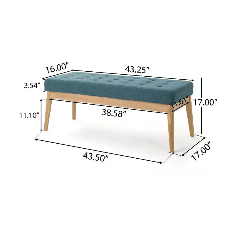 Banc d'entrée moderne avec cadre en bois, Pouf repose-pieds avec coussin, Banc de bout de lit pour salon, chambre
