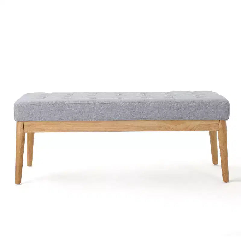 Banc d'entrée moderne avec cadre en bois, Pouf repose-pieds avec coussin, Banc de bout de lit pour salon, chambre