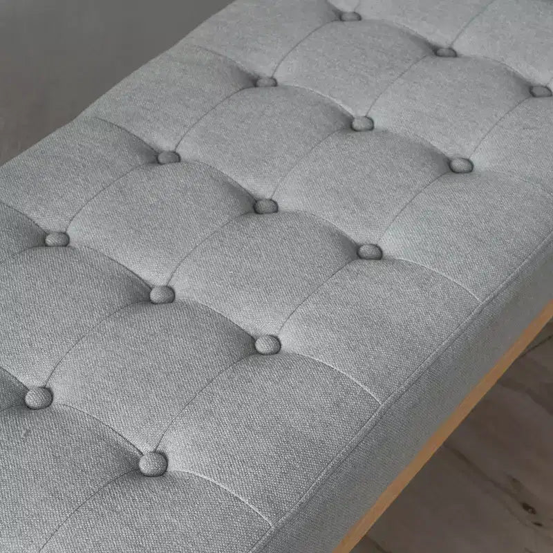 Banc d'entrée moderne avec cadre en bois, Pouf repose-pieds avec coussin, Banc de bout de lit pour salon, chambre