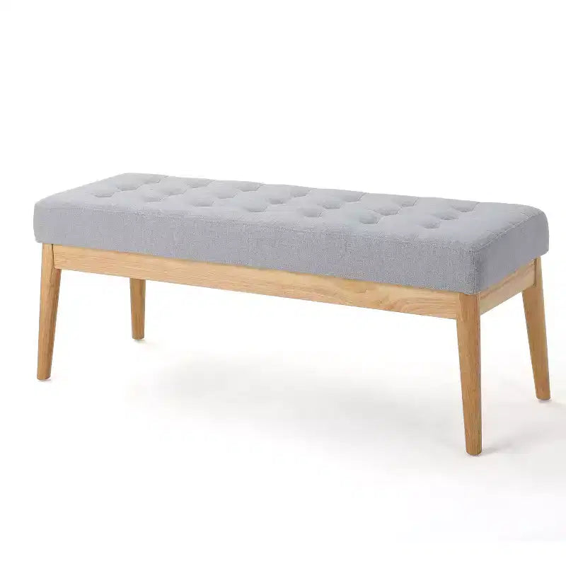 Banc d'entrée moderne avec cadre en bois, Pouf repose-pieds avec coussin, Banc de bout de lit pour salon, chambre