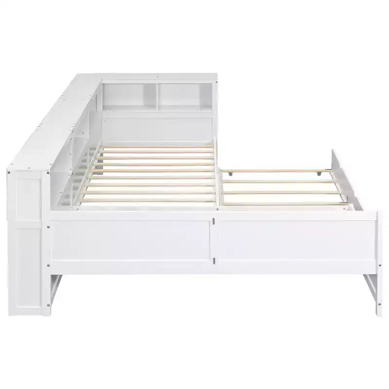 Lits jumeaux en L pour 2, lit d'angle avec lit gigogne et tiroir, lit en L taille jumeau avec étagère de rangement pour garçons et filles