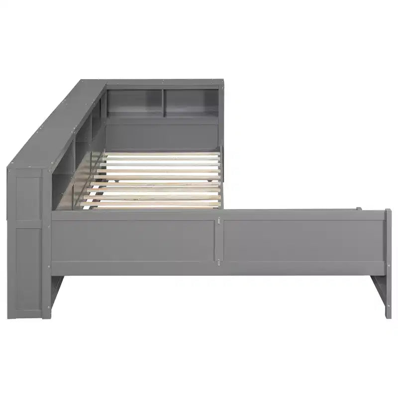 Lits jumeaux en L pour 2, lit d'angle avec lit gigogne et tiroir, lit en L taille jumeau avec étagère de rangement pour garçons et filles