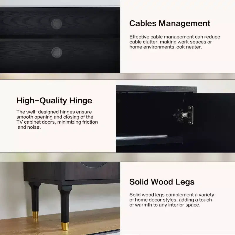 66.9Meuble TV de style médiéval avec portes d'armoire sculptées Meuble TV moderne Meuble TV de salon pour téléviseurs de moins de 80 pouces