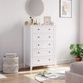 Commode à 5 tiroirs, lot de 2 commodes en bois pour le bureau, commode de rangement pour le salon, la chambre à coucher, le couloir, blanc
