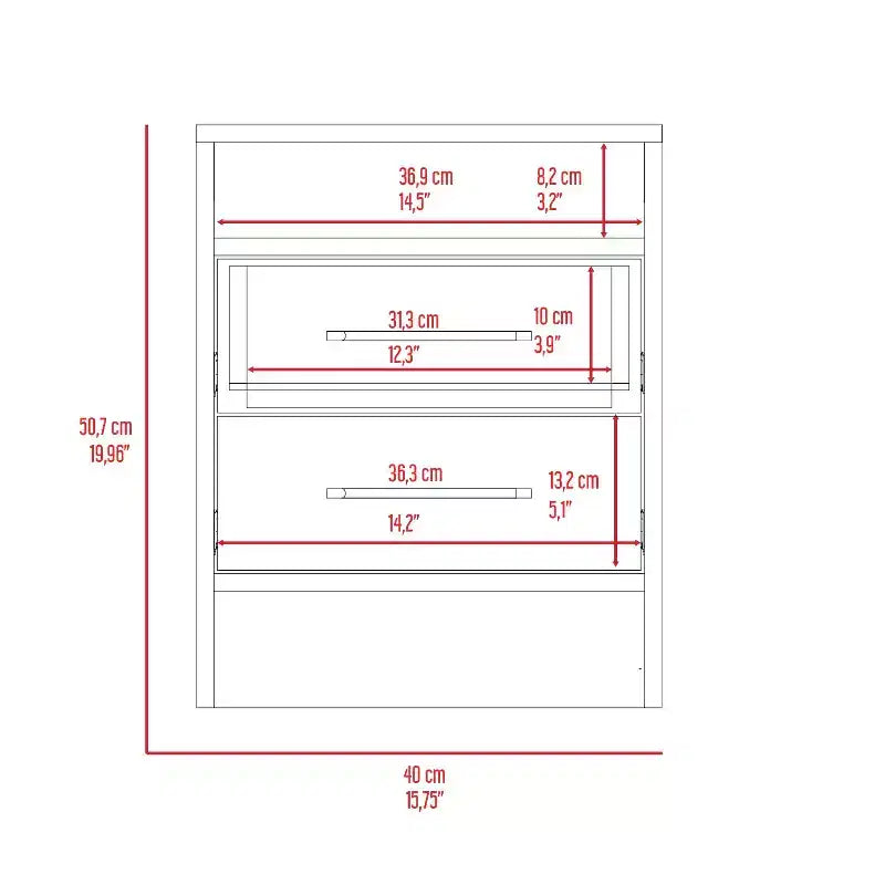 Avec son design épuré et moderne, cette table de chevet, table d'appoint, table d'appoint à plateau supérieur, deux tiroirs – Blanc / Chêne clair offre un rangement pratique.