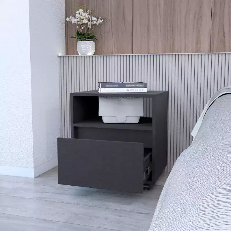 Table de Chevet 1 Tiroir Élégante et Fonctionnelle pour Chambre à Coucher et Salon