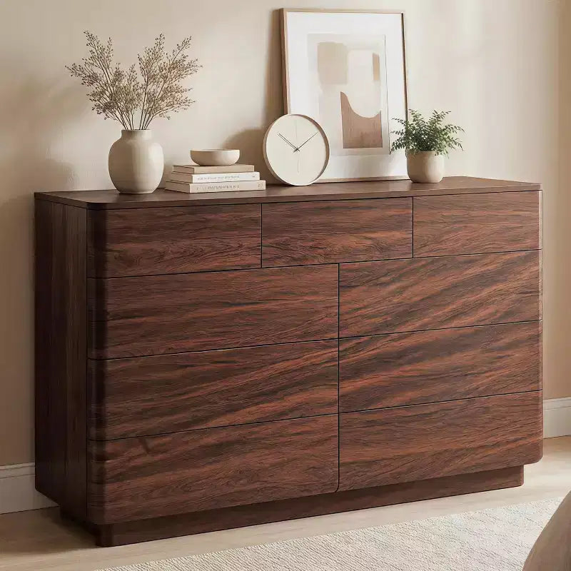 9 Drawer Dresser, 52 Wide Wooden Chest of Drawers with Large Storage & Handleless Design, Modern Dresser TV Stand & Storage Organizer