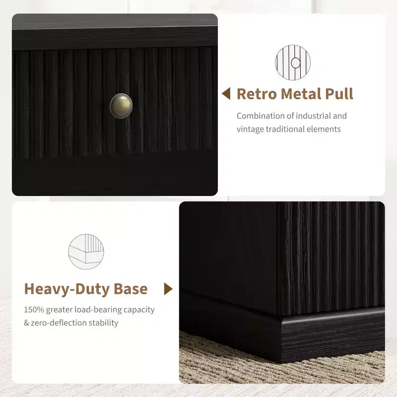 Bureau de télétravail cannelé de 137 cm avec tiroirs et chargement USB intégré, bureau d'écriture moderne pour salle d'étude