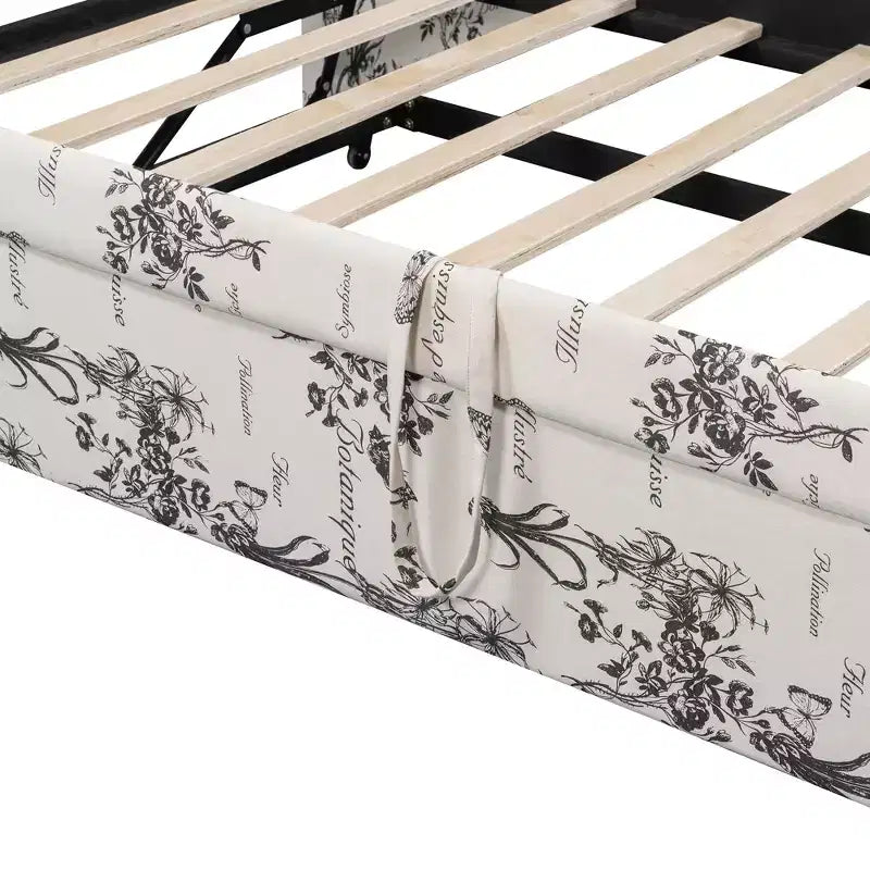 Lit de repos capitonné, taille double à très grand lit, avec lit gigogne relevable et ports de chargement USB, tissu en lin, capacité de 400 lb